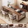 Mesa de Chá Estilo Chinês para Uso Doméstico, Núcleo de Madeira Maciça, Mesa de Chá Simples para Escritório, Conjunto de Uma Mesa e Cinco Cadeiras, Mesa de Chá Grande para Varanda
