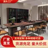 Nuevo Juego de Mesa de Nogal Negro Estilo Chino para Té y Juegos de Cartas, Estación Moderna de Lujo Ligero para Preparación de Té Kung Fu para Clubes, Hoteles y Oficinas