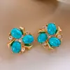 Brincos de franja com contas de zircônia azul vintage, estilo retrô francês, luxo leve e sensação de alta qualidade