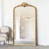 Espelho de corpo inteiro dourado espelho de toucador entrada Europeu luxo leve casa sub-retro closet espelho de chão provador Francês