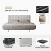 Cama Flotante Moderna Minimalista con Patrón de Waffle de Acero al Carbono para Dormitorio Principal, Camas Dobles de Cuero Estilo Crema de 1.8m