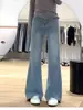 Jeans Plus Size para Mulheres com Cintura Alta, Sem Barra, Coleção Primavera/Outono 2025, Novo Look Emagrecedor, Calças Largas, Comprimento Total, Levemente Flare
