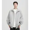 Jaqueta masculina moderna com gola alta, estilo americano para primavera e outono, corte solto, moletom cardigã cinza versátil de alta qualidade com zíper