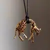 Collar Colgante de Leopardo Color Café Único Sexy de Moda para Mujeres, Accesorio de Cadena Larga para Suéter con Cordón de Cuero Estilo Vintage para Chicas Atrevidas