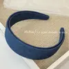 Diadema de Tela Vaquera Retro de Color Sólido Estilo Coreano con Borde Ancho y Diseño de Nicho, Versátil para Salir, Pasador para el Cabello de Mujer