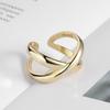 Anillo de mujer con diseño de celebridad de Internet, estilo viento frío, con cierre de nariz de cerdo, cobre, plateado, versión ancha, abierto.