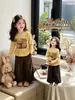 Conjunto de Primavera y Otoño para Niñas 2026 Nuevo Conjunto de Dos Piezas con Top de Dibujos Animados Elegante y Pantalones Anchos para Niña Tendencia