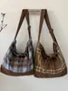 Bolso de Hombro a Cuadros para Mujer de Gran Capacidad Bolso de Lona Perezoso Bolso de Doble Cara para Viajero Mochila Escolar para Mujer