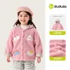 Jaqueta Infantil Dudu Family com Forro de Fleece Jaqueta de Inverno com Capuz para Meninos Roupas de Inverno Roupas Espessas para Meninas Roupa de Bebê e Criança Tendência