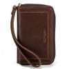 Bolsa de Chaveiro com Zíper e Alça de Pulso em Couro Genuíno de Vaca com Cor Retro que Muda de Cor, Bolsa Simples para Chave e Cartão com Proteção RFID Anti-Roubo
