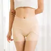 Shorts de segurança feminino com acabamento em renda, design anti-transparência, cintura alta, levanta bumbum, controle de barriga, algodão puro, antibacteriano, fino e leve, shorts modelador