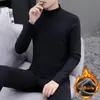 Roupa Térmica Masculina Outono e Inverno Veludo Dupla Face Roupa Íntima Gola Alta Meia Roupa de Outono Espessa e Calça Longa