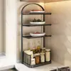 Prateleira de Armazenamento de Alimentos para Cozinha Multicamadas Prato de Comida para Loja de Panela Quente Prateleira de Armazenamento de Cebolinha, Gengibre e Alho Prateleira de Temperos Multifuncional Doméstico