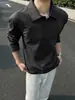 Camiseta de malla de manga larga holgada para hombre, camisa base informal de tendencia desconstruida con cuello polo, capa interior blanca estilo americano con patchwork