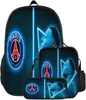 Mochila Deportiva de Tres Piezas Ronaldo Estrella de Fútbol Transfronteriza Bolsa para Comida Bolsa para Lápices Estudiantes de Primaria y Secundaria Mochila Casual Reductora de Carga