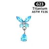 Colgante de mariposa de aleación de titanio F136, perno para lóbulo de la oreja con rosca interna, pendiente de lóbulo de la oreja de nicho, pendiente para labio, accesorio de repuesto para joyería de piercing corporal
