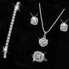 Explosões transfronteiriças europeias e americanas Moda Oito Coração Oito Flechas Anel de noivado Brincos Colar Pulseira Conjunto de casamento de quatro peças