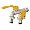 Grifo exterior de dos salidas para patio y jardín, para riego exterior, uso doméstico, alto flujo, un solo refrigerante, conexión rápida, interruptor de doble control