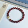 Pulsera de Sándalo Púrpura de Hoja Pequeña Natural para Pareja de Hombres y Mujeres, Cuentas de Buda de Madera de Ébano, Sándalo Seda Dorada, Garra de Gato, Pulsera Bodhi