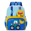 Escavadeira de Veículo de Construção Mochila Infantil Desenho Animado Fofa Mochila de Jardim de Infância para Bebê com Bolsa Pequena Porta-Moedas Mochila de Ombro Duplo
