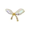Broche de Laço com Pérola Barroca, Corsage Pequeno Exquisito de Luxo para Mulheres, Alfinete Elegante, Fivela Anti-Exposição, Acessórios para Roupas