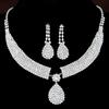 Nova moda Diamante Pérola elegante luxo conjunto nupcial acessórios colar brincos conjunto de duas peças N2854