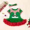 Ropa de primavera y verano para niñas y niños de 0 a 2 años, vestido corto con estampado de dibujos animados para bebé, conjunto de dos piezas con accesorios para la cabeza, venta directa de fábrica