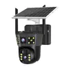 Cámara Trinocular de Vigilancia Solar de Tres Lentes HD 360 Panorámica Granja Estanque de Peces Cámara Remota por Teléfono Móvil