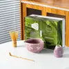 Tigela de Matcha Nova Transfronteiriça com Bico Cerâmica Japonesa Conjunto de Matcha Caixa Colorida Conjunto de 7 Peças Combinação Coração 100 Peças