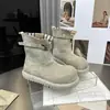 Botines Gruesos de Cuero Mate con Punta Redonda para Mujer 2026 Otoño/Invierno Nuevo Estilo de Moda Versátiles Plegables de Dos Vías Botas Martin