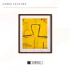 Pintura Decorativa Abstracta de Líneas Estilo Vintage Amarillo Ardiente y Carmesí Set de Sofá Pared de Fondo Arte para Comedor Aparador Pintura de Pared