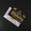 Tarjeta de felicitación creativa negra en inglés Tarjeta de regalo de bendición de cumpleaños Tarjeta de mensaje Tarjeta pequeña en blanco hecha a mano DIY de alta gama