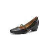 Disponível em Vários Tamanhos, Sapatos Mary Jane Aumenta-Altura Interno de Pele de Ovelha, Salto Médio Cuña Bico Redondo Couro Genuíno Completo Sapatos Femininos Primavera 2026