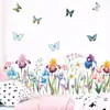 BR0127E caricatura hermosa acuarela coloridas flores pequeñas mariposa autoadhesivas pegatinas de pared decoración para el hogar habitación de niños pegatinas