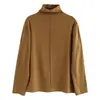 Terciopelo Alemán de Doble Cara Empalme Simple Cuello Alto Medio Nueva Camiseta Base Gruesa para Mujer Otoño e Invierno Tops Versátiles y a la Moda para Mujer