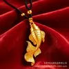 Nuevo collar colgante de color oro arena antiguo con pez grande y begonia, cadena para suéter de carpa y koi, venta al por mayor en joyerías