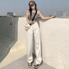 Jeans Wide Leg Feminino 2026 Nova Coleção Primavera e Outono Estilo Reto Solto Cintura Alta Caimento Fluido Emagrecedor Branco Comprimento Total Tendência