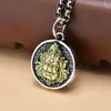 Nuevo Colgante de Plata de Ley S925 Plata de Ley Ojo de la Sabiduría Amarillo Dios de la Riqueza Buda Colgante de Plata Amuleto de Buda Seiko Collar para Hombres y Mujeres