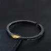Pulsera de Fuego Negro Fluido Chapada en Plata, Estilo Fresco Personalizado, Pulsera Abierta Simple, Sólida con Textura Dorada, Venta Directa de Fábrica