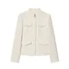 Comércio Exterior Europeu e Americano Transfronteiriço Novo Lançamento Inverno 2025 Roupas Femininas com Toque de Moda de Alto Padrão, Casaco Casual de Gola Alta com Botão Único e Mangas Longas