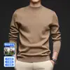 Suéter de Lana 100% Finamente Hilada para Hombre, 450g, Nuevo Estilo Otoño e Invierno 2025, Cuello Alto, Capa Base de Punto Cálido