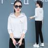 Conjunto deportivo casual de algodón puro para mujer, ideal para otoño y primavera 2026. Sudadera con capucha de dos piezas, moderna y que rejuvenece.
