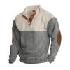 2025 Primavera y Otoño Talla Europea para Hombre Transfronterizo Casual para Exterior Botones Cuello Mao Suelto Pana Combinación de Colores Sudadera Deportiva Moderna