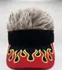 Gorra de peluca impresa de moda transfronteriza para hombre, gorra de béisbol de una sola pieza divertida de hip-hop europeo y americano para exteriores con peluca simulada y visera solar