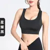 Conjunto de Yoga com Sensação de Segunda Pele para Mulheres Cintura Alta Levanta Bum Bum Pêssego Sem Constrangimento Calças de Cinco Pontos Reunião Sutiã Esportivo à Prova de Impacto