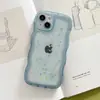 Funda de Resina Brillante con Borde Ondulado Adecuada para Funda de Teléfono Apple 16 Pro Max, Cubierta Protectora 17 Estrella, 15 Pro Funda Transparente, 11