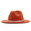 Sombrero de Sol para Exteriores Clásico Fieltro Fedora Ala Ancha Moda Sombrero Jazz con Hebilla de Cinturón