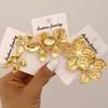 Brincos Metálicos Estilo Floral Personalizado Criativo Retrô Europeu e Americano Brincos de Tarraxa Geométricos Folha Conjunto de 3 Peças