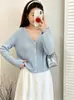 Chaqueta casual fina versátil talla extra 2026 otoño cárdigan de punto holgado para mujer top corto