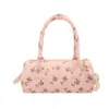 Bolso Boston floral dulce coreano para mujer, bolso de mano nuevo de moda para verano, bolso de mano pequeño, bolso bandolera cilíndrico